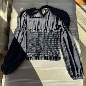 Zara Black Elegant faux leather Blouse